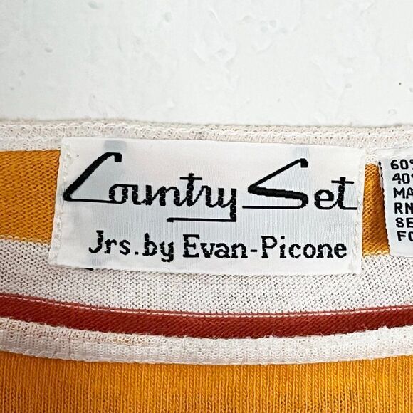 Vintage Country Set Jrs by Evan-Picone Pink Red Orange Mod Striped Shirt - Picture 4 of 8